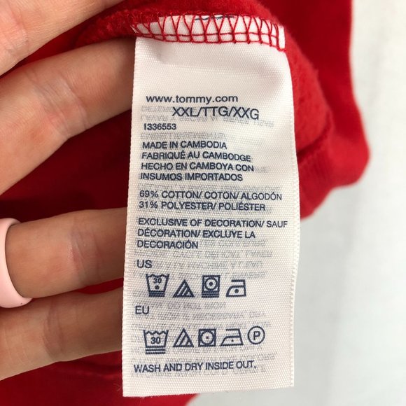 Tommy Hilfiger NWT Men's Size XX-Large Red Fleece Lined Crewneck Sweatshirt - Picture 8 of 10